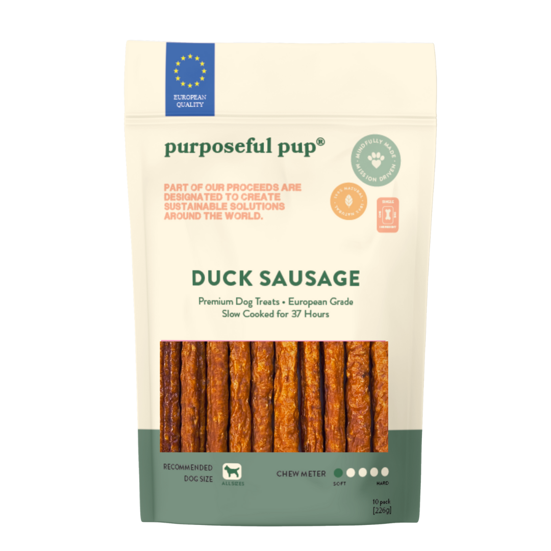 Duck Sausage 10 Pack – single-ingredient European duck sausage treats for dogs