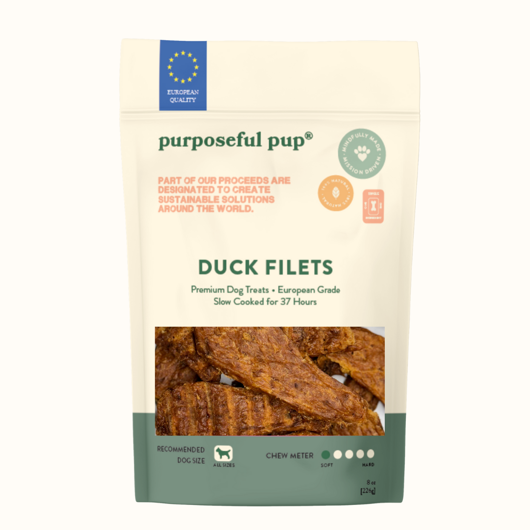 Duck Filets/Jerky 8oz – natural European-grade duck breast jerky dog treats | Purposeful Pup