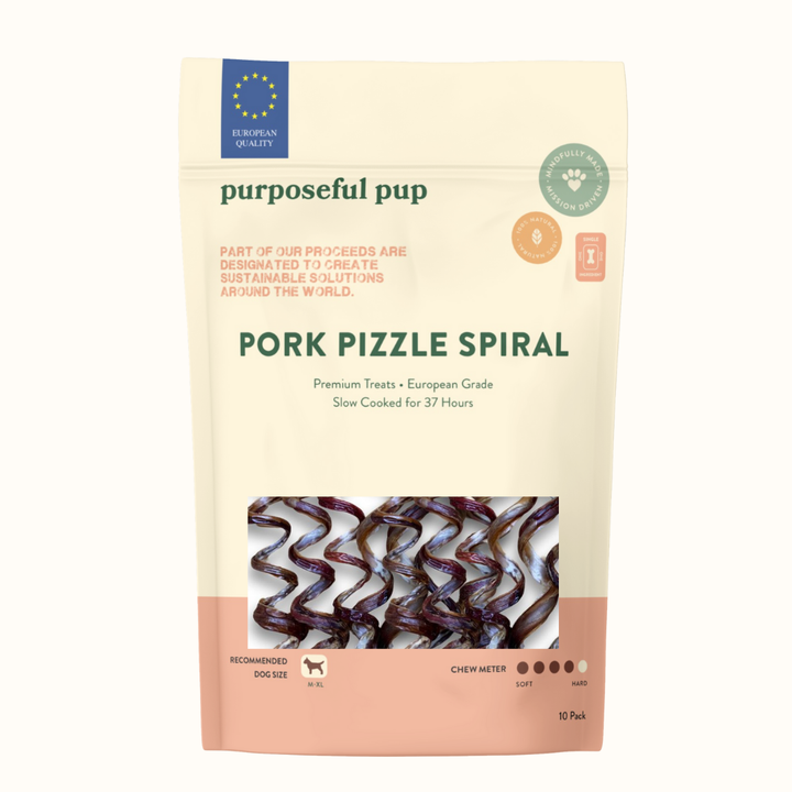 Pork Pizzle Spiral 10-pack – European-grade natural pork dog treats | Purposeful Pup