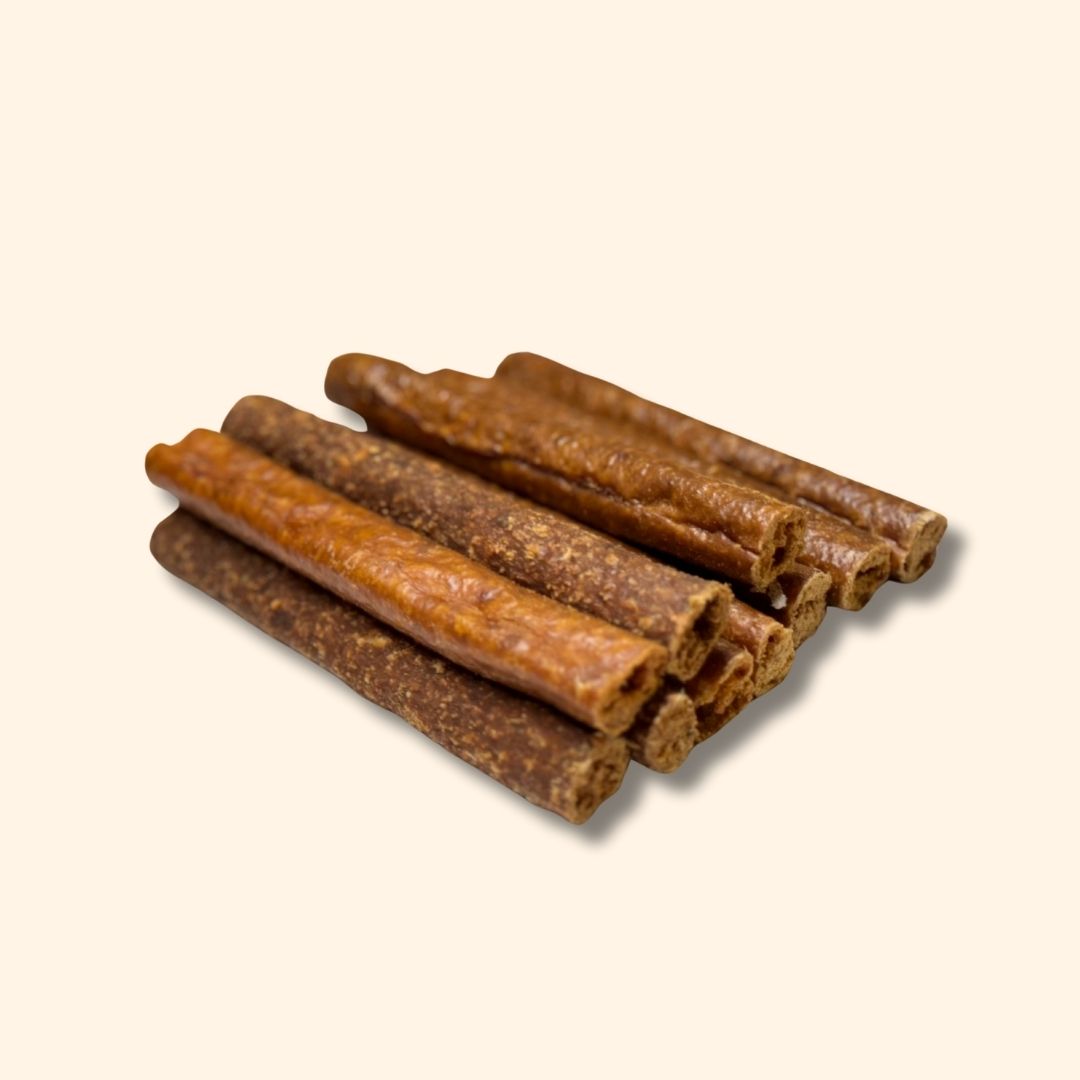 Turkey sausage sticks close-up – natural soft single-ingredient dog treats | Purposeful Pup