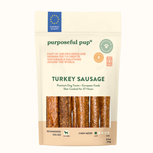 Turkey Sausage 10-pack – natural European-grade turkey dog treats | Purposeful Pup